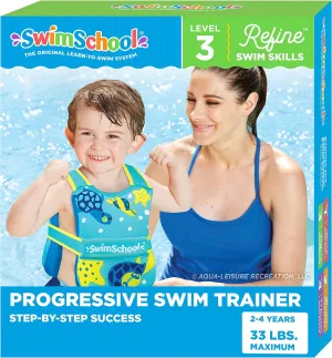 SwimSchool TOT Swim Trainer Vests for Toddlers Ages 2-4 – Boys/Girls – Multiple Colors/Styles – Learn to Swim Pool Floaties
