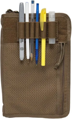 TACTICAL NOTEBOOK COVERS Military Notebook Cover System | Fits A5 Notebooks & Day Planners 5.5” x 8.5” | Zippered Case for Durable Field Use (Coyote Brown)
