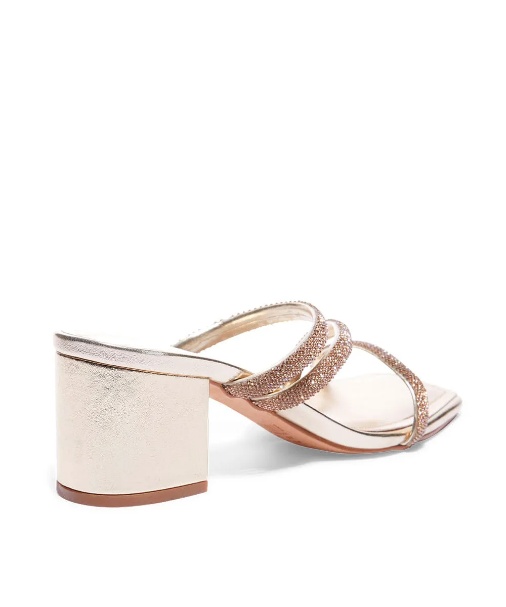 Tamanco Santa Lolla Dourado Metalizado Strass