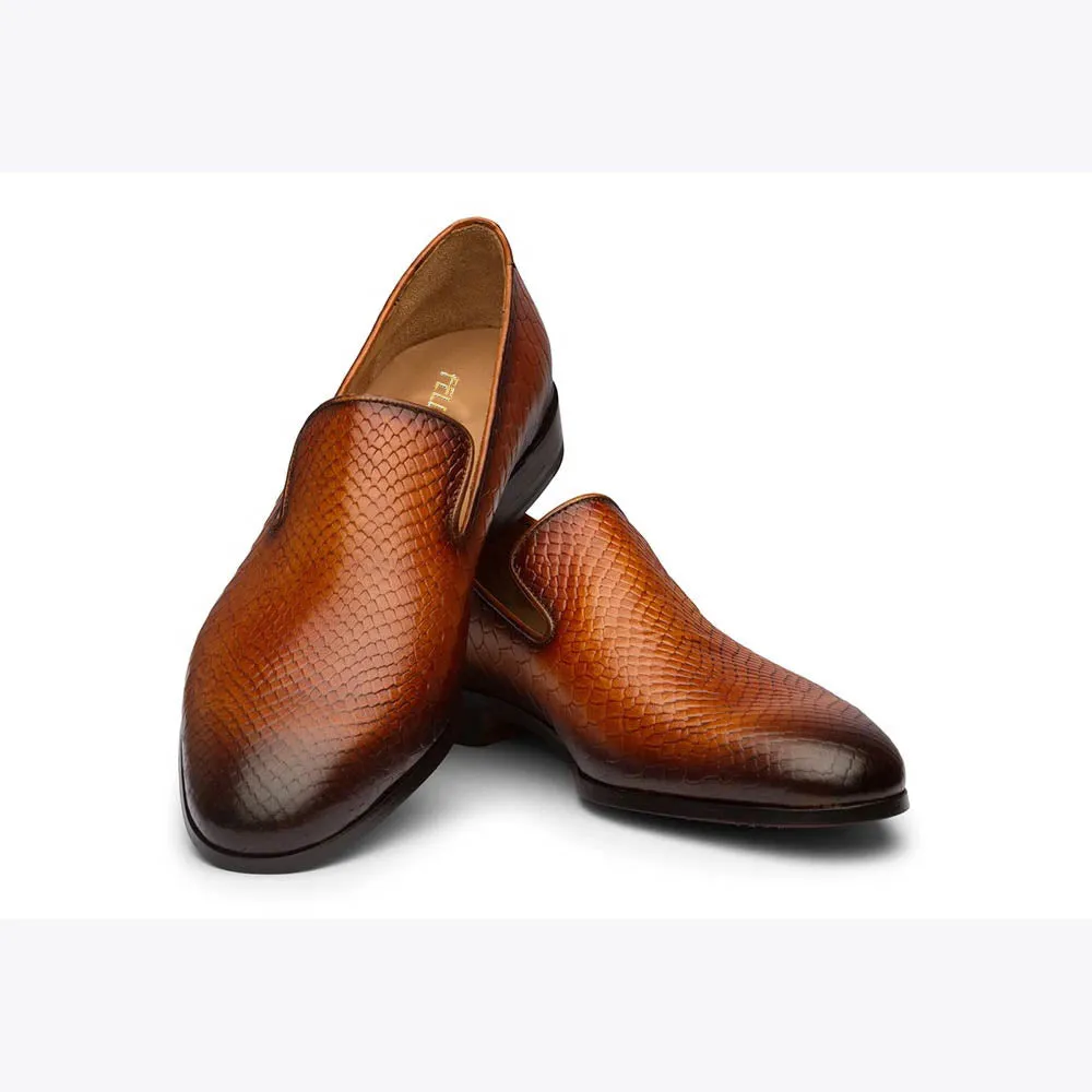Tan Patina Python Loafer