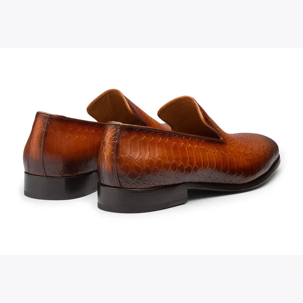 Tan Patina Python Loafer