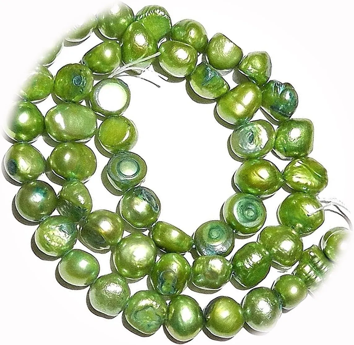 The New Green 6Mm - 8Mm Flat-Sided Potato Cultured Freshwater Pearl Gemstone Beads Ideal for Creating Unique Accessories and Decorations HUNT1S02735
