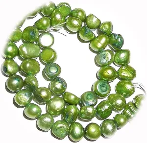 The New Green 6Mm - 8Mm Flat-Sided Potato Cultured Freshwater Pearl Gemstone Beads Ideal for Creating Unique Accessories and Decorations HUNT1S02735