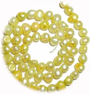 The New Green 8Mm Flat-Sided Potato Cultured Freshwater Pearl Gemstone Beads 16" Ideal for Creating Unique Accessories and Decorations HUNT1S03739