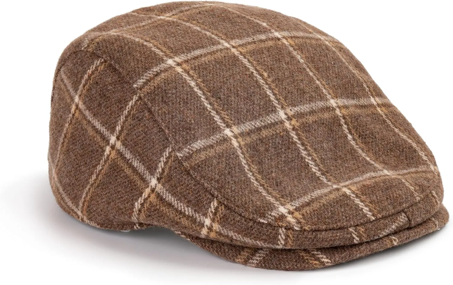 The Original Boston Scally Cap - Plaid Newsboy Flat Cap - Single Panel Cotton Fitted Hat for Men
