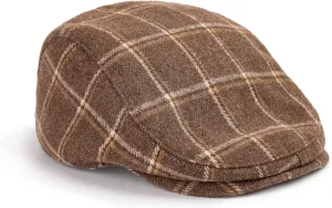 The Original Boston Scally Cap - Plaid Newsboy Flat Cap - Single Panel Cotton Fitted Hat for Men
