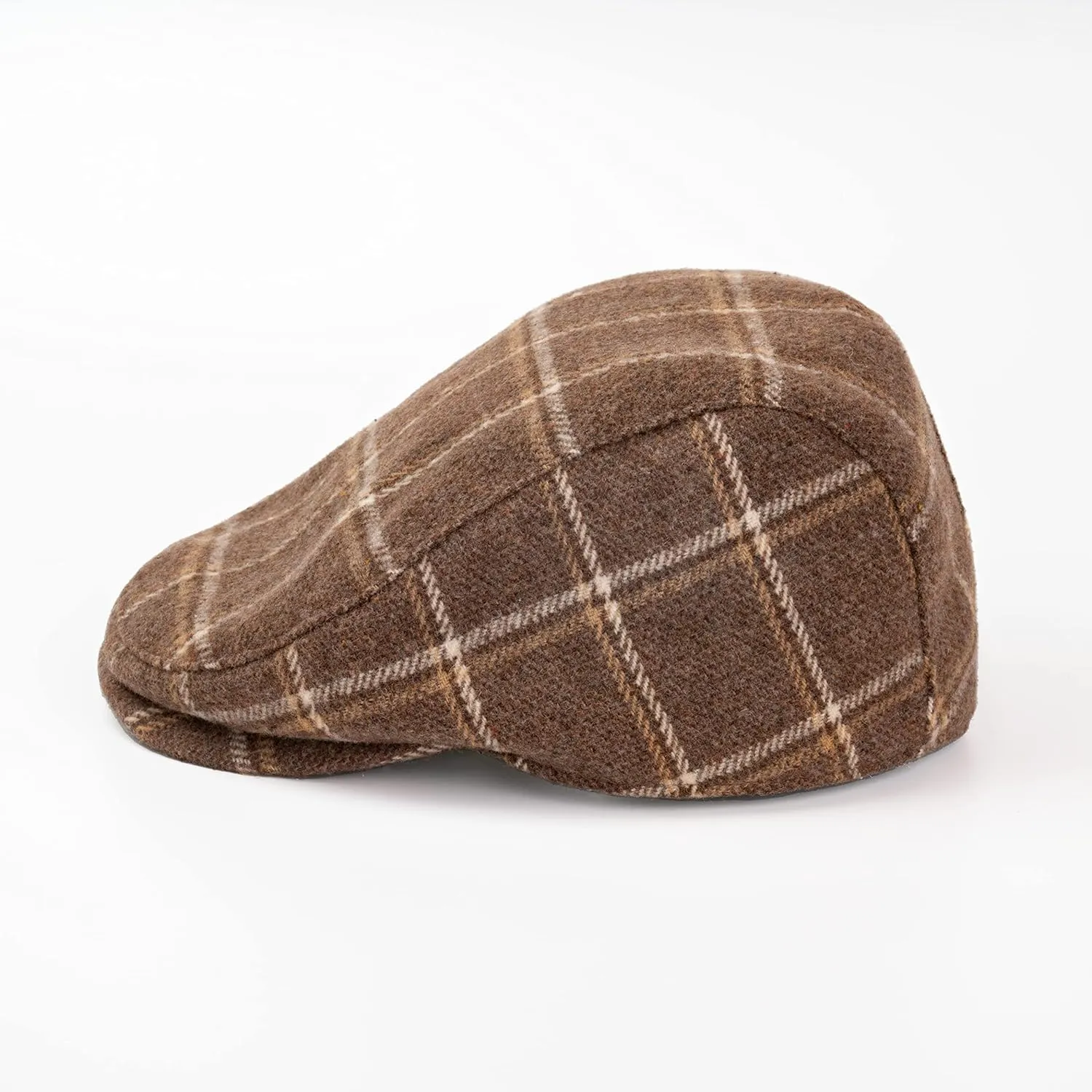 The Original Boston Scally Cap - Plaid Newsboy Flat Cap - Single Panel Cotton Fitted Hat for Men