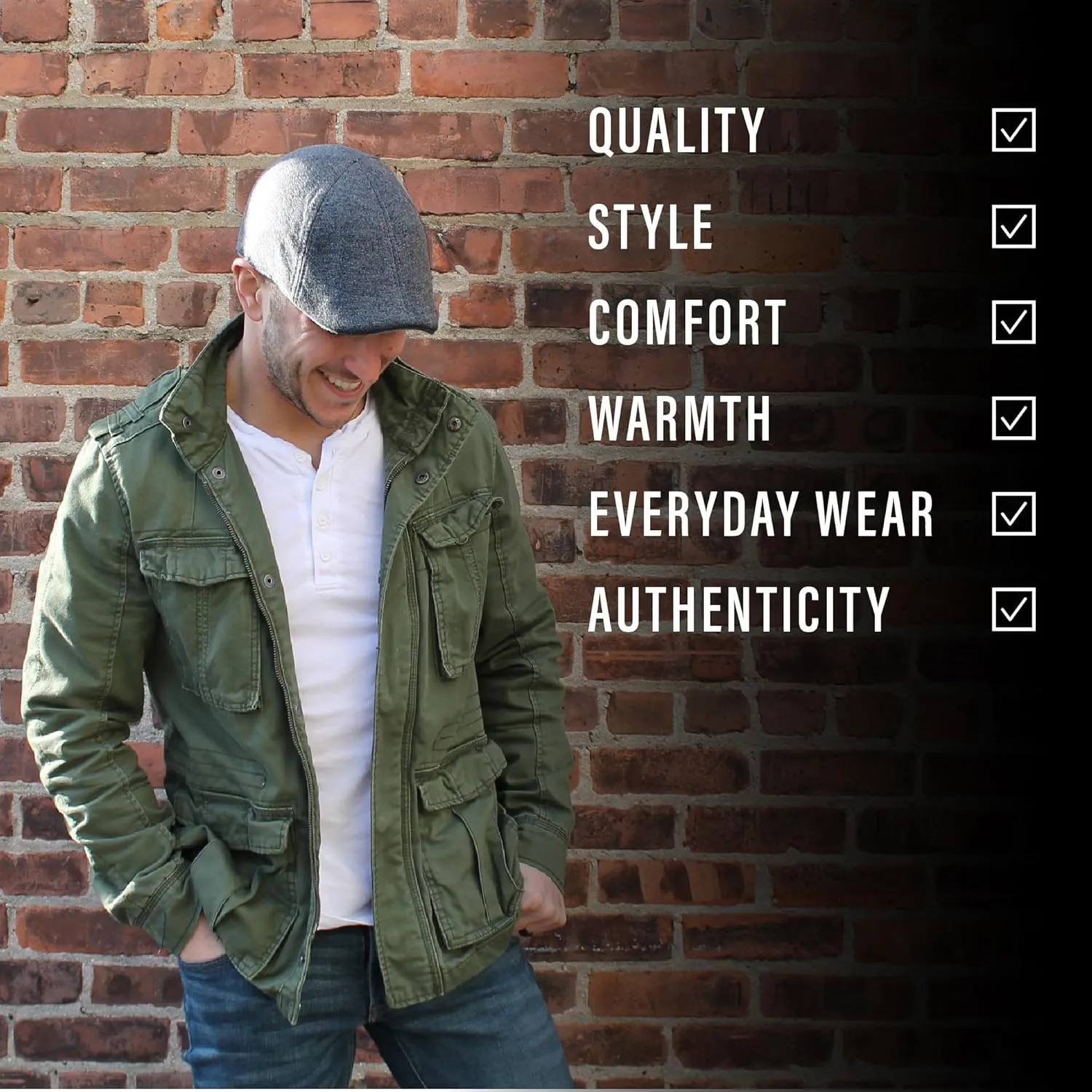 The Original Boston Scally Cap - The Scrapper Newsboy Flat Cap - 6 Panel Cotton Fitted Hat for Men - Charcoal