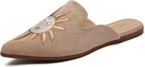 Tilocow Mules for Woman Comfortable Pointed Toe Backless Loafers Flat Mule Business Casual Shoes Slides Slip on