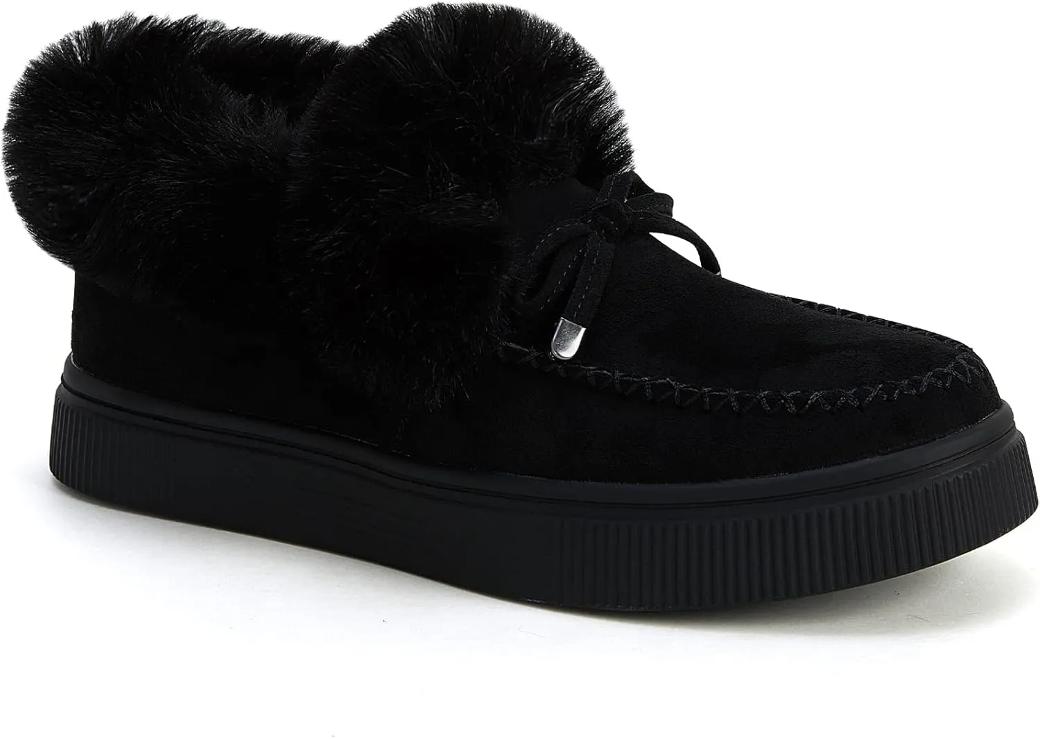 TINSTREE Winter Flat Boots Warm Durable Shoes Casual Fashion Fur Lining Ankle Snow Boots Loafer Flats Platform Thick Plush Shoes for Women
