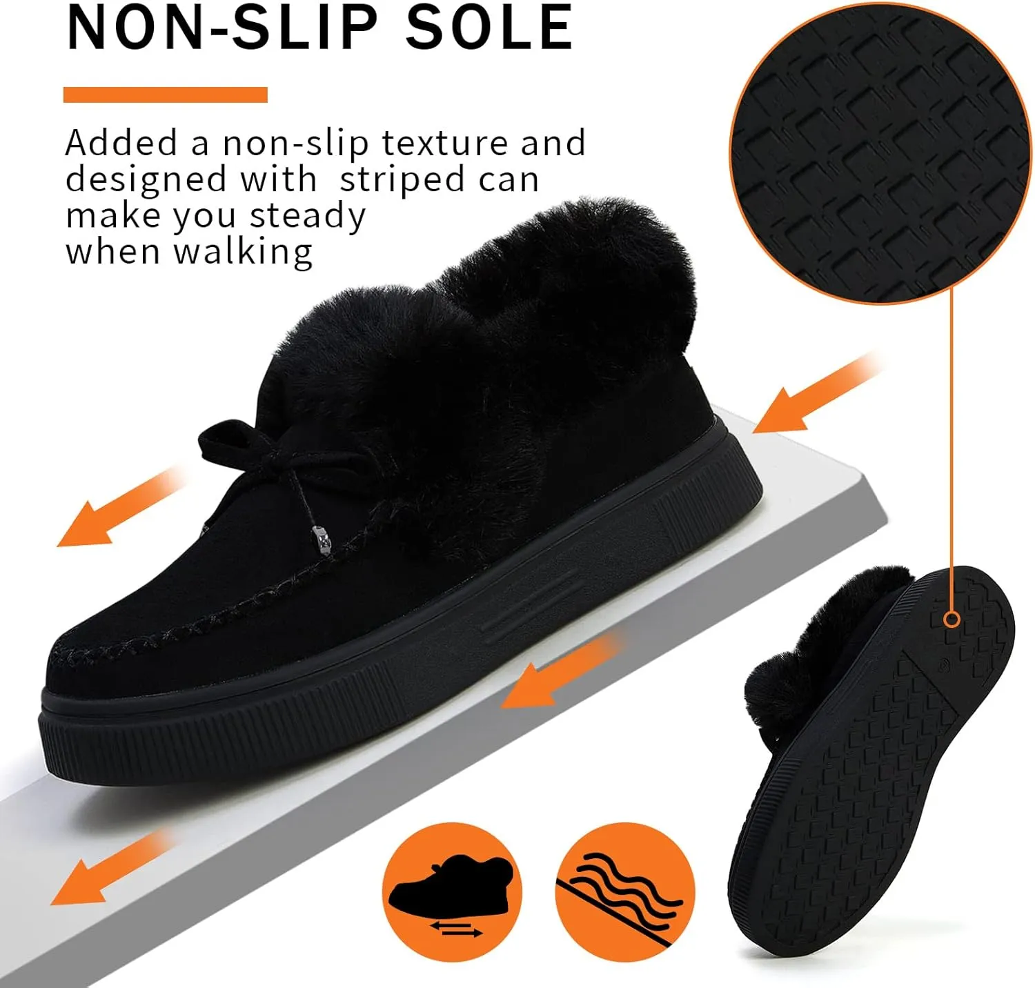 TINSTREE Winter Flat Boots Warm Durable Shoes Casual Fashion Fur Lining Ankle Snow Boots Loafer Flats Platform Thick Plush Shoes for Women