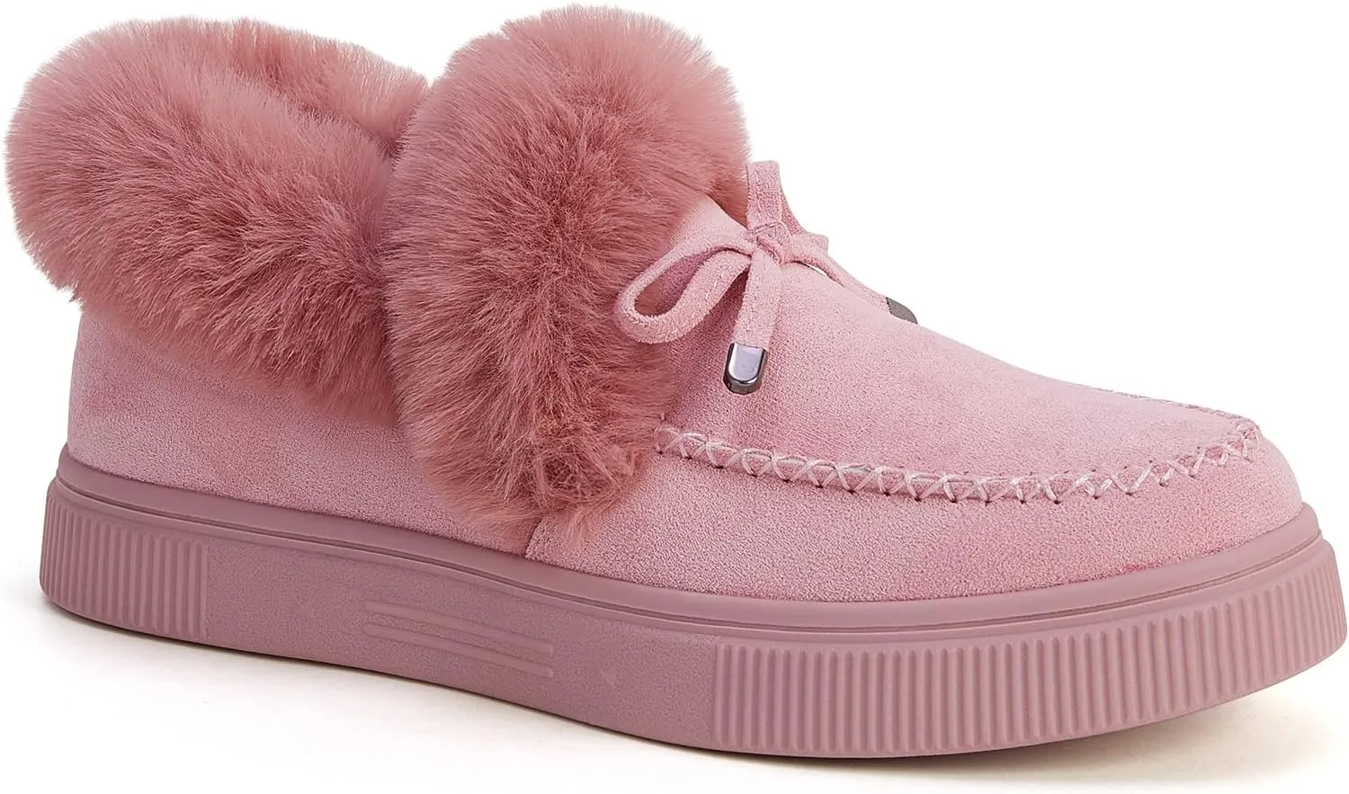 TINSTREE Winter Flat Boots Warm Durable Shoes Casual Fashion Fur Lining Ankle Snow Boots Loafer Flats Platform Thick Plush Shoes for Women