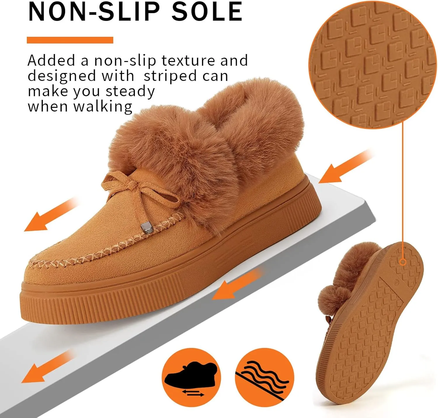 TINSTREE Winter Flat Boots Warm Durable Shoes Casual Fashion Fur Lining Ankle Snow Boots Loafer Flats Platform Thick Plush Shoes for Women