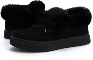 TINSTREE Winter Flat Boots Warm Durable Shoes Casual Fashion Fur Lining Ankle Snow Boots Loafer Flats Platform Thick Plush Shoes for Women