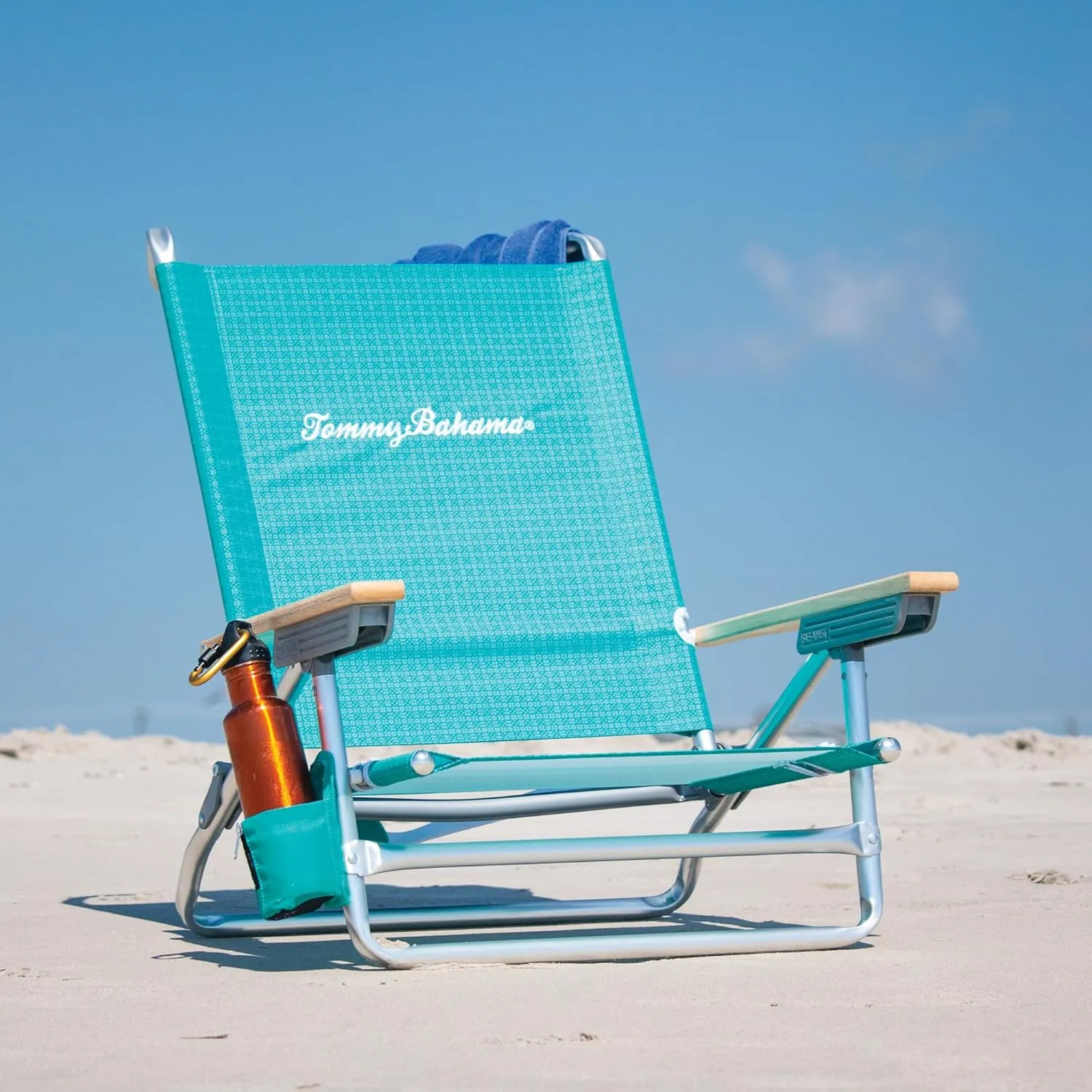 Tommy Bahama 5-Position Lay Flat Cup Holder and Towel Bar Beach Chair