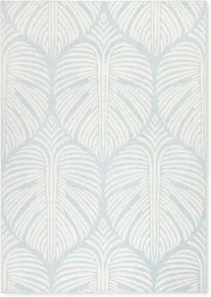 Tommy Bahama Lanai Palm Leaves Indoor Outdoor Area Rug, Leaf Tropical Design, UV Fade Resistant, Blue/Ivory, 3'11"x5'2"
