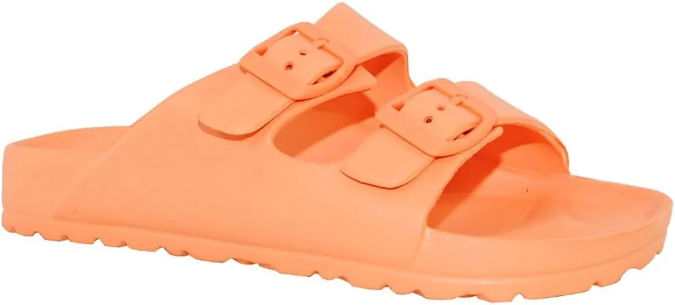 TRENDSUP Women's Comfort Slides Double Buckle Adjustable EVA Flat Sandals