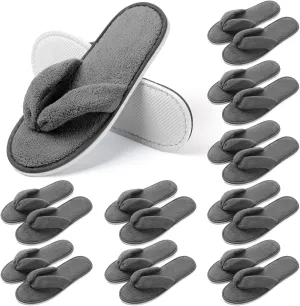 Unittype 10 Pairs Spa Slippers Flip Flops Thong Sandal Slippers Soft Coral Fleece for House Guest Hotel