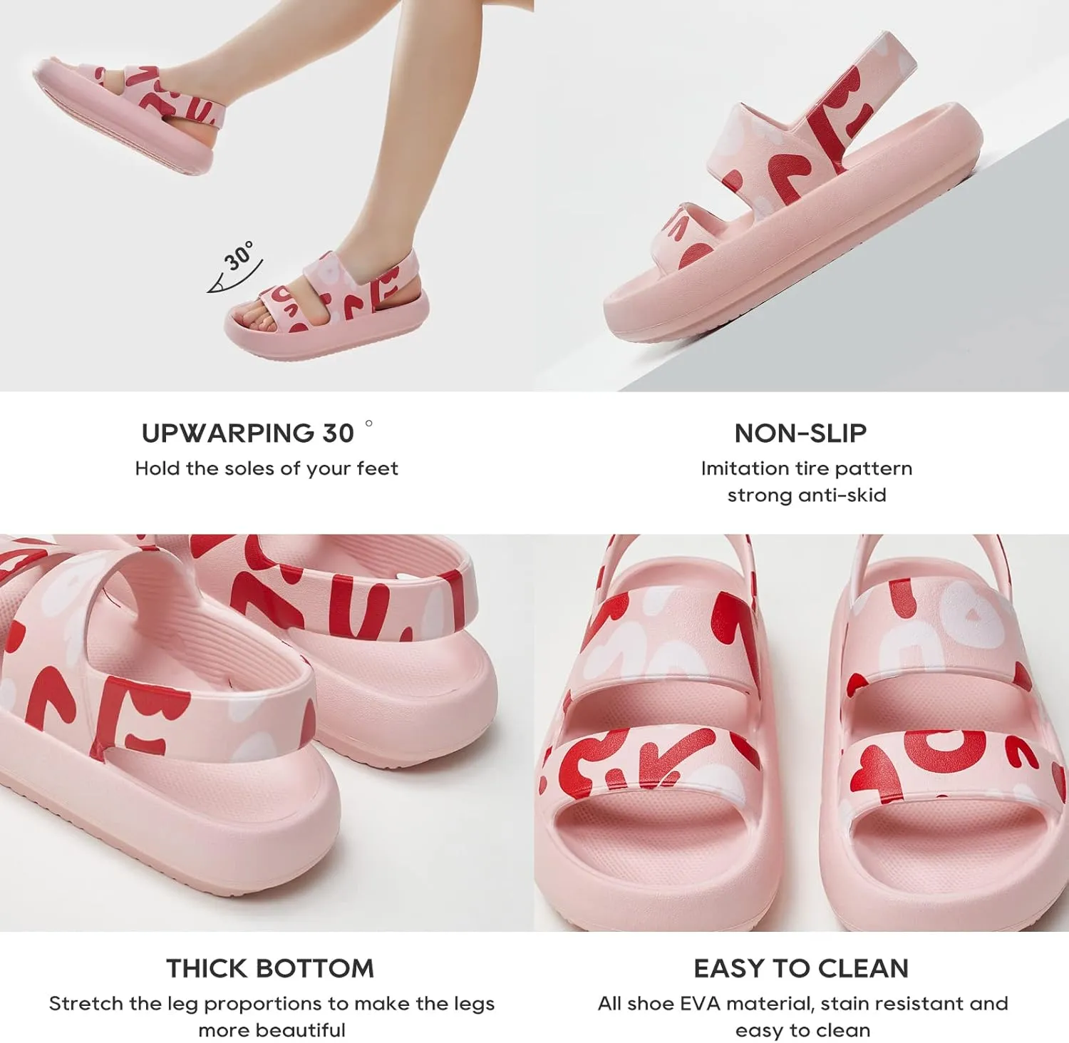 utune Sandals For Women,Casual Open Toe Cloud Slide Sandals Soft Thick Sole Non-Slip Indoor Outdoor Summer Sandal