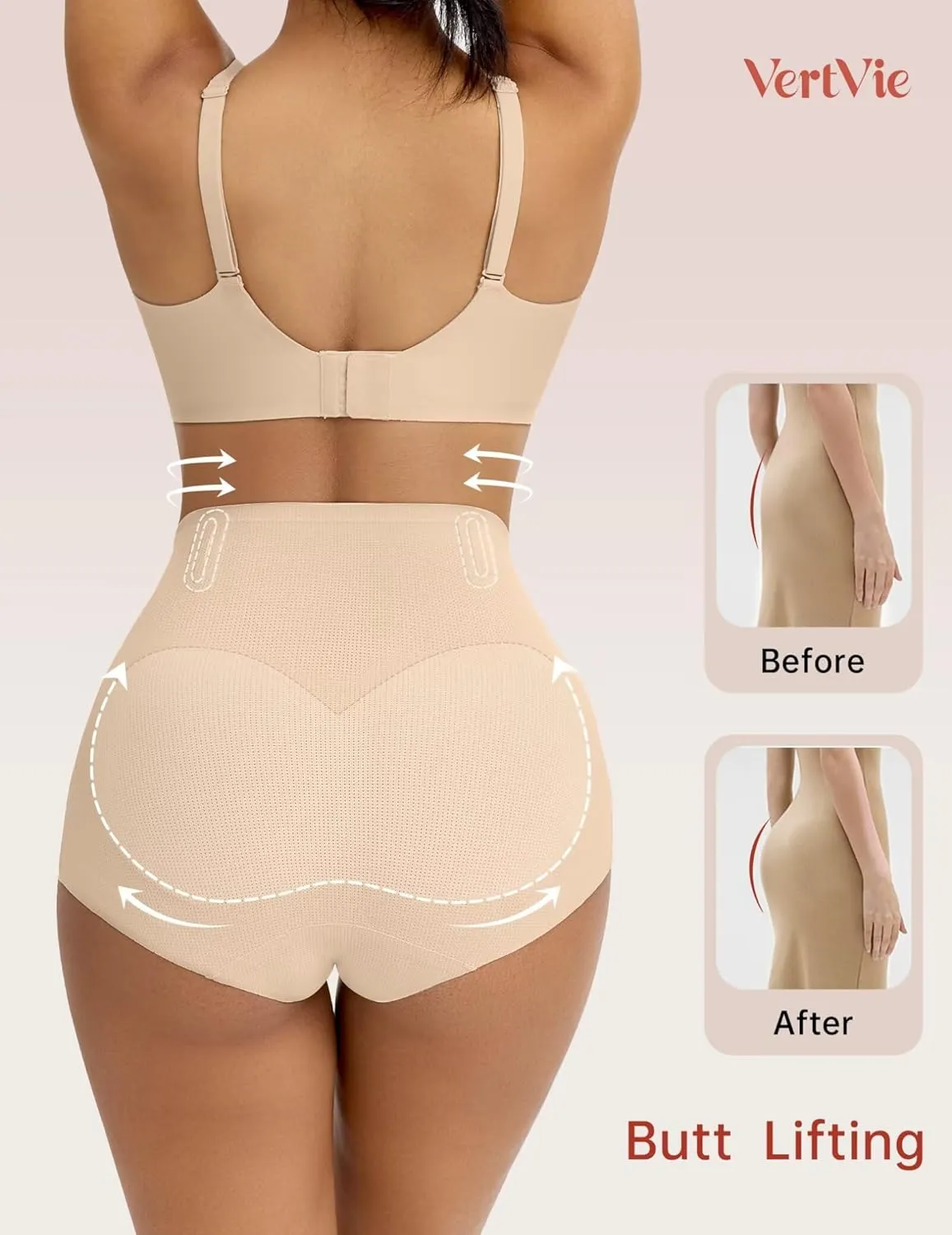 Vertvie Tummy Control Shapewear Shorts for Women Butt Lifting Body Shaper Shorts High Waisted Seamless Girdles Under Dress