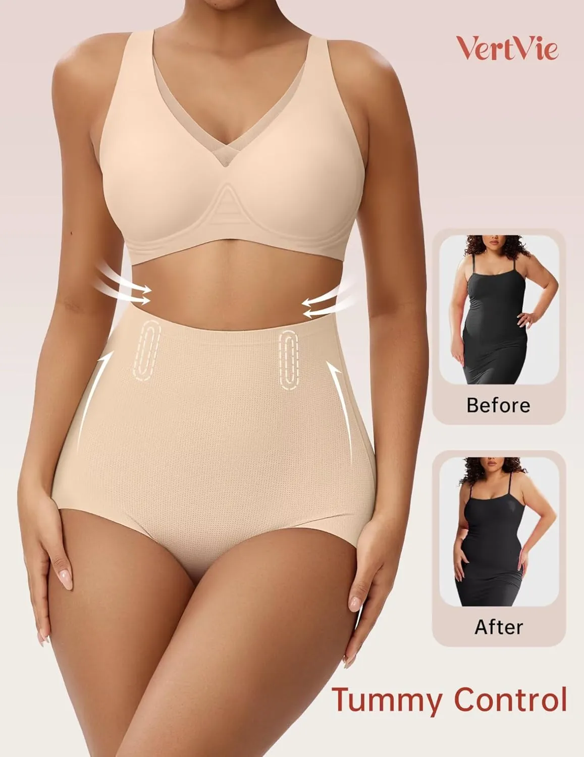 Vertvie Tummy Control Shapewear Shorts for Women Butt Lifting Body Shaper Shorts High Waisted Seamless Girdles Under Dress
