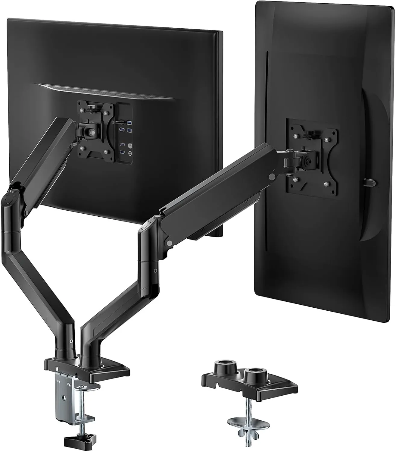 WALI Dual Monitor Mount, Adjustable Gas Spring Monitor Desk Stand for 2 Monitors, Heavy Duty Monitor Arm up to 32 Inch Screen, Hold up to MAX 22lbs, Max Mounting Holes 100x100mm (GSMP002N), Black