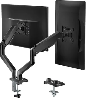 WALI Dual Monitor Mount, Adjustable Gas Spring Monitor Desk Stand for 2 Monitors, Heavy Duty Monitor Arm up to 32 Inch Screen, Hold up to MAX 22lbs, Max Mounting Holes 100x100mm (GSMP002N), Black
