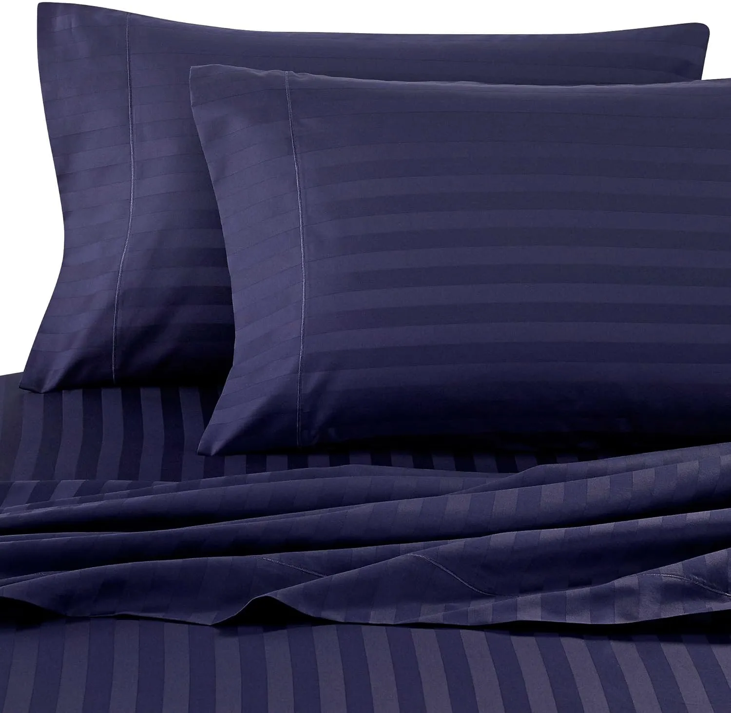 Wamsutta Damask Stripe 500-Thread-Count PimaCott King Sheet Set in Navy Blue