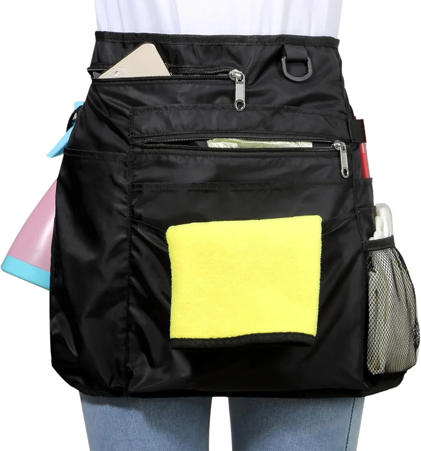 Waterproof Cleaning Apron with 8 Pockets,Housekeeping Uniform Supplies,Durable Caddy Costume Work Apron