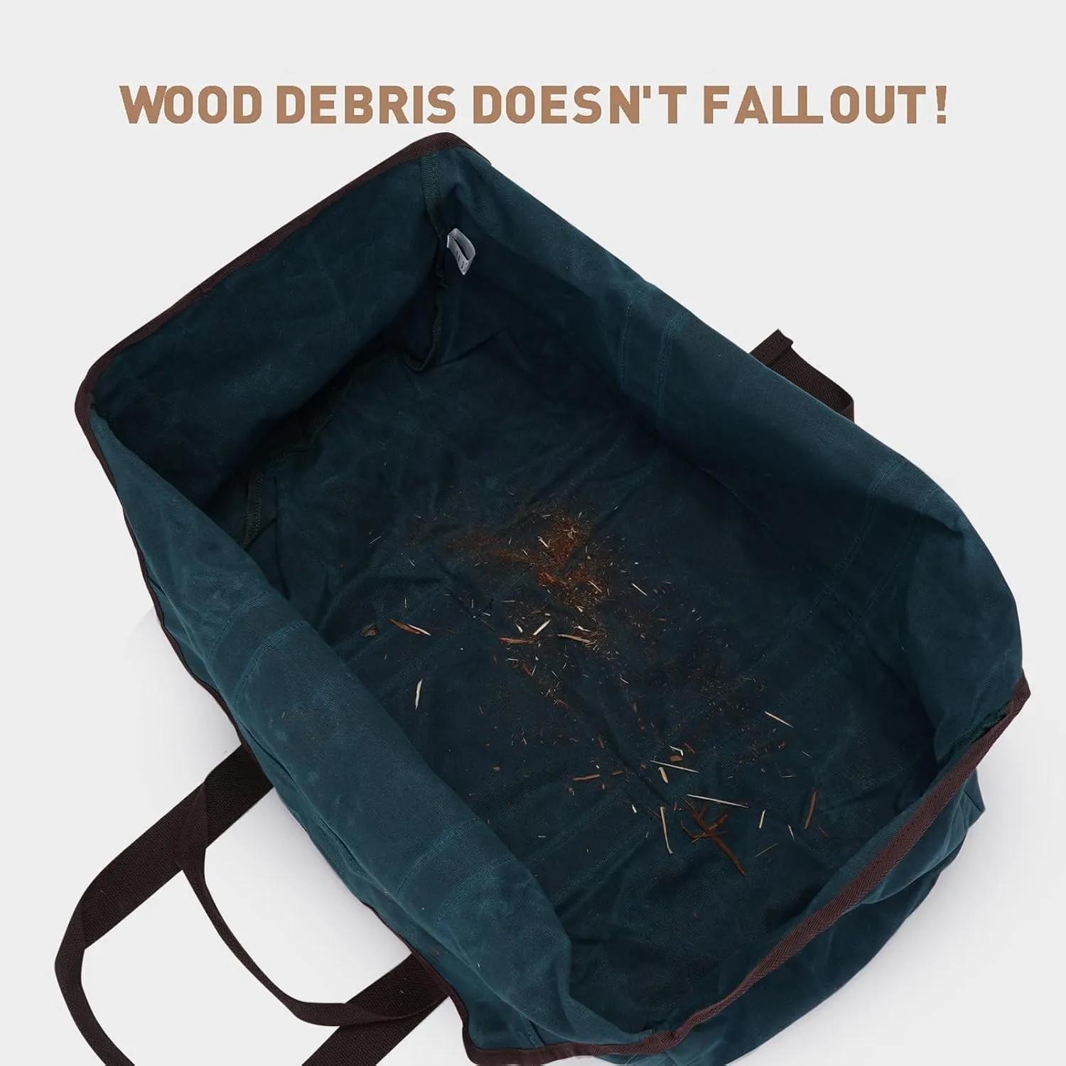 Waxed Canvas Log Carrier Tote Bag, Extra Large Durable Firewood Holder with Handles and Shoulder Strap - DarkBlue
