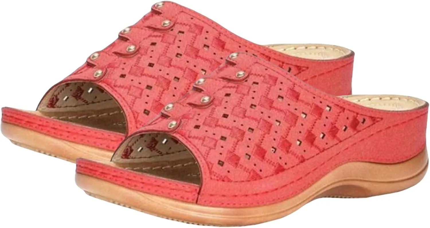 Wedge Sandals for Women Breathable Low Heel Sandal Hollow Out Walking Slippers Casual Comfortable Arch Support Sandals Summer Slip on Shoes Beach Vacation Shoe