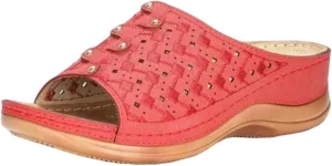 Wedge Sandals for Women Breathable Low Heel Sandal Hollow Out Walking Slippers Casual Comfortable Arch Support Sandals Summer Slip on Shoes Beach Vacation Shoe