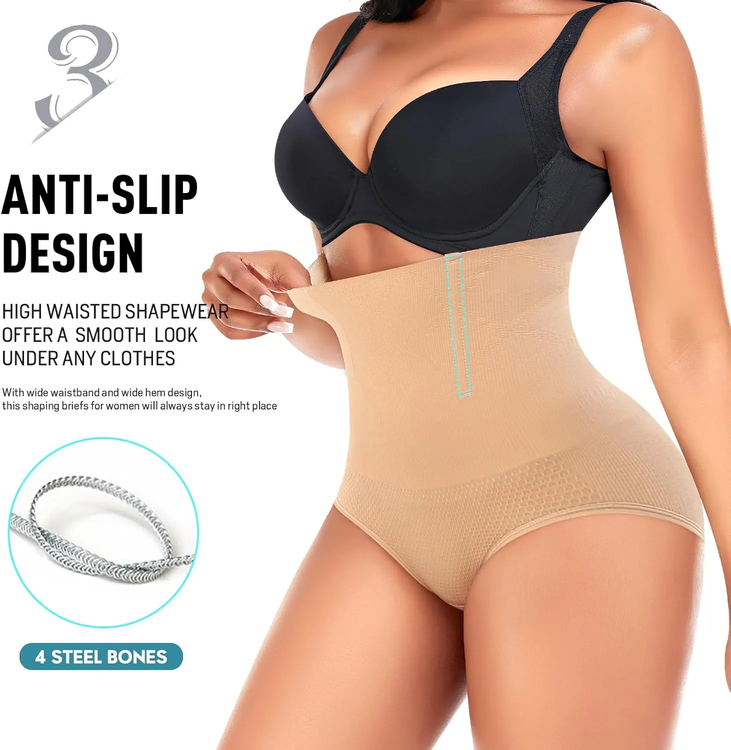 Werena Tummy Control Shapewear Panties for Women High Waist Cincher Shaping Underwear Body Shaper Panty Girdle