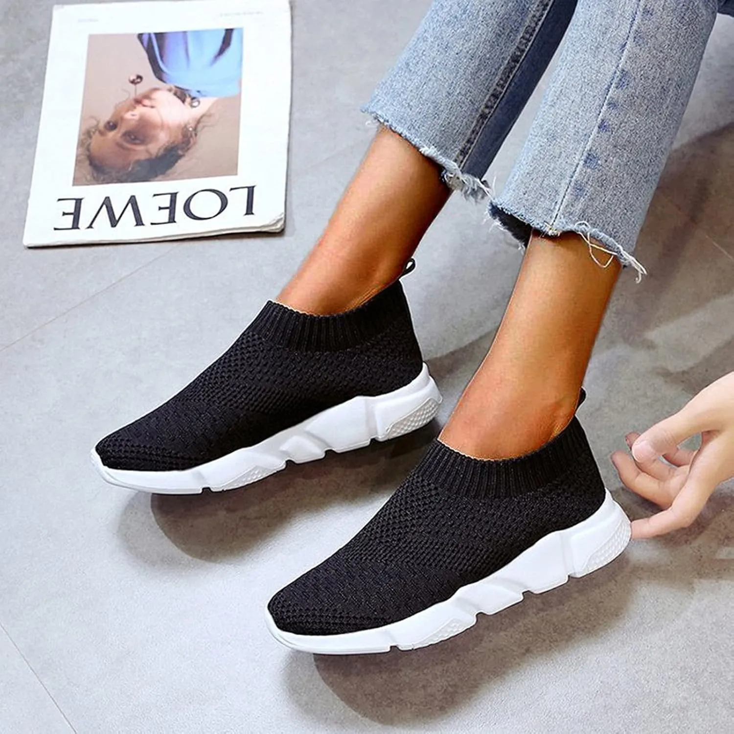 White Casual Sneakers for Women Wide Womens Winter Running Shoes Size 9.5 Slip On Tennis Shoes Women Wide White High Top Platform Sneakers for Women Slip On Walking Shoes Women Arch Support