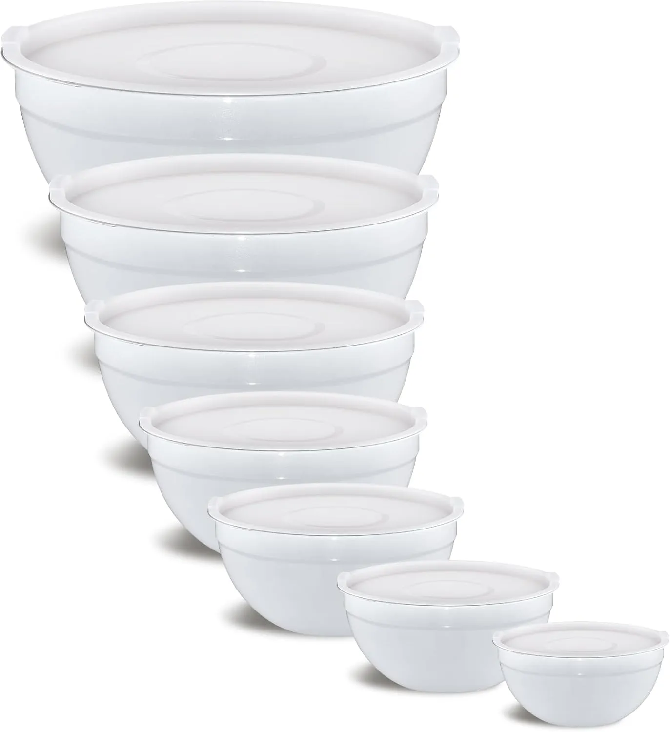 White Mixing Bowls With Airtight Lids,Stainless Steel Bowl,Salad Bowls 7 Piece Colorful Nesting Bowl Rainbow Kitchen Accessories,Size 7,3.6,2.7,2.1,1.5,1.1,0.8QT Stackable Design