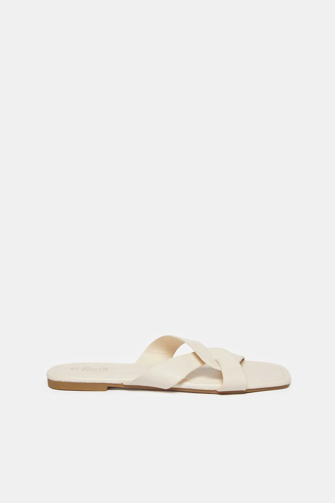 Women Beige Crisscross Mule