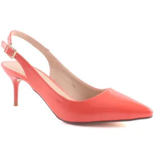 Women "VIVECA" Shaded Sling Back Closed Toe Patent Stiletto Heel Sandals