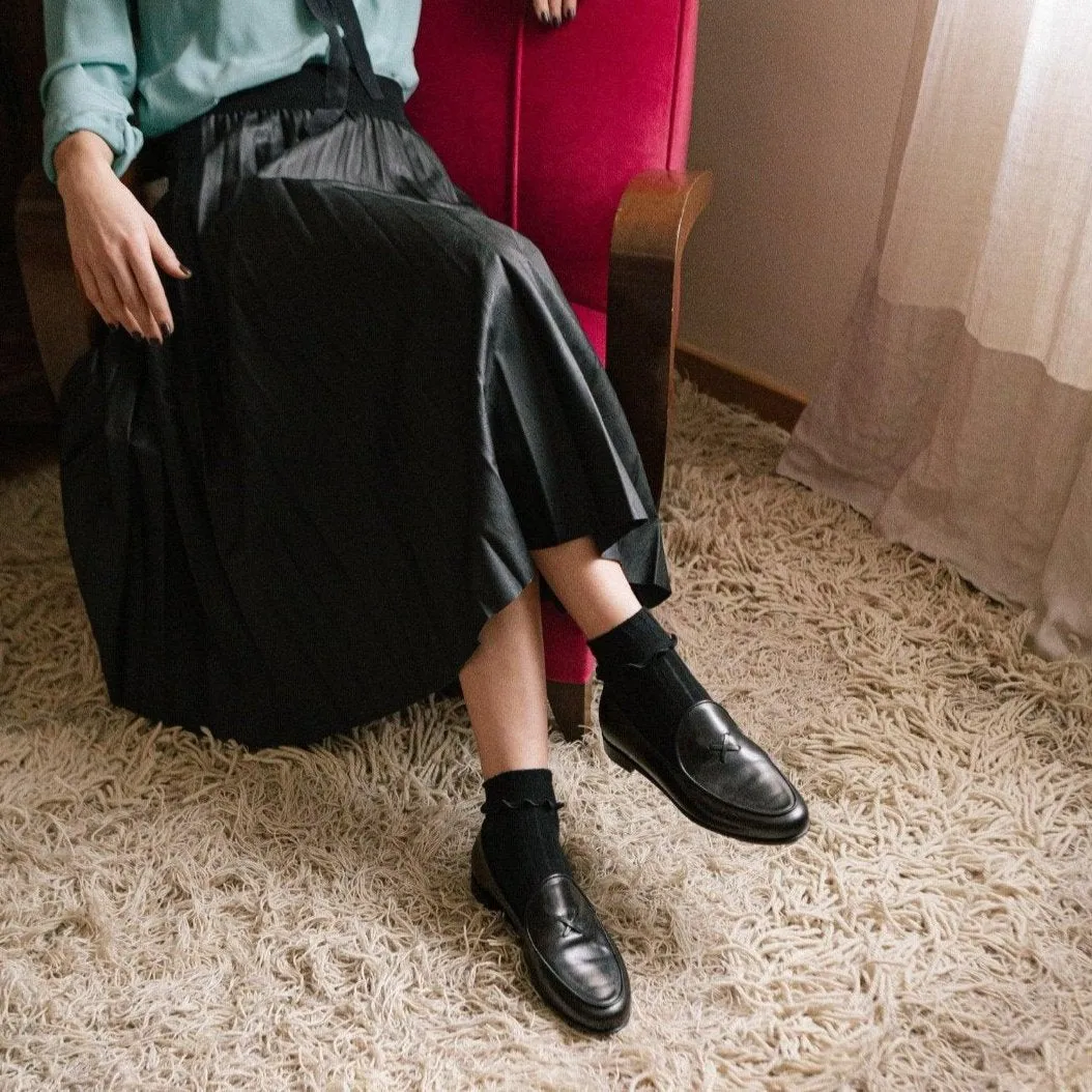 Women's Black Leather Milano Loafer From Del Toro Shoes