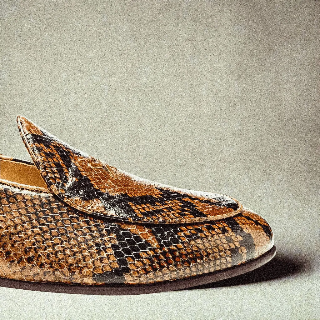 Women's Brown Snakeskin Milano Loafer From Del Toro Shoes