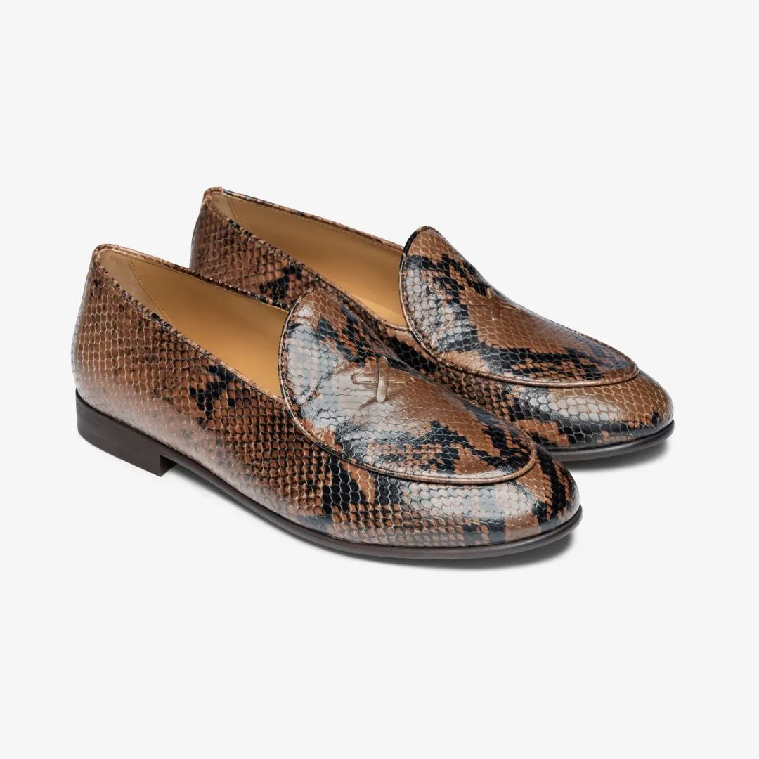 Women's Brown Snakeskin Milano Loafer From Del Toro Shoes