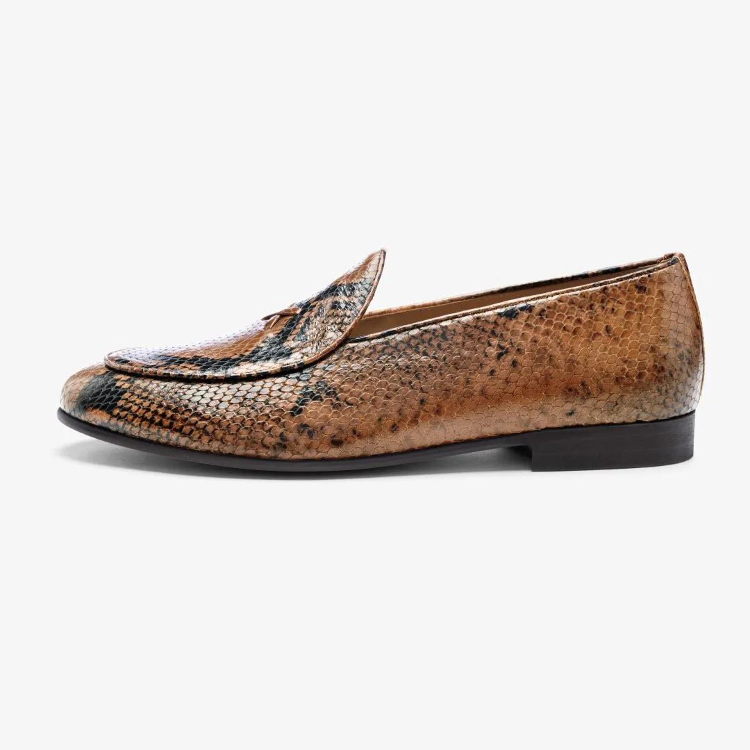 Women's Brown Snakeskin Milano Loafer From Del Toro Shoes