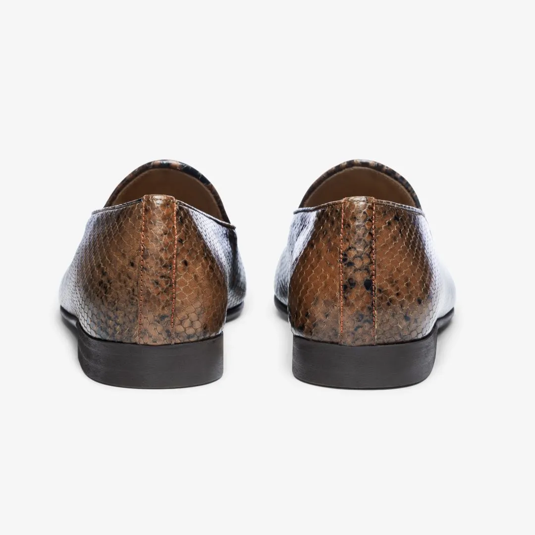 Women's Brown Snakeskin Milano Loafer From Del Toro Shoes