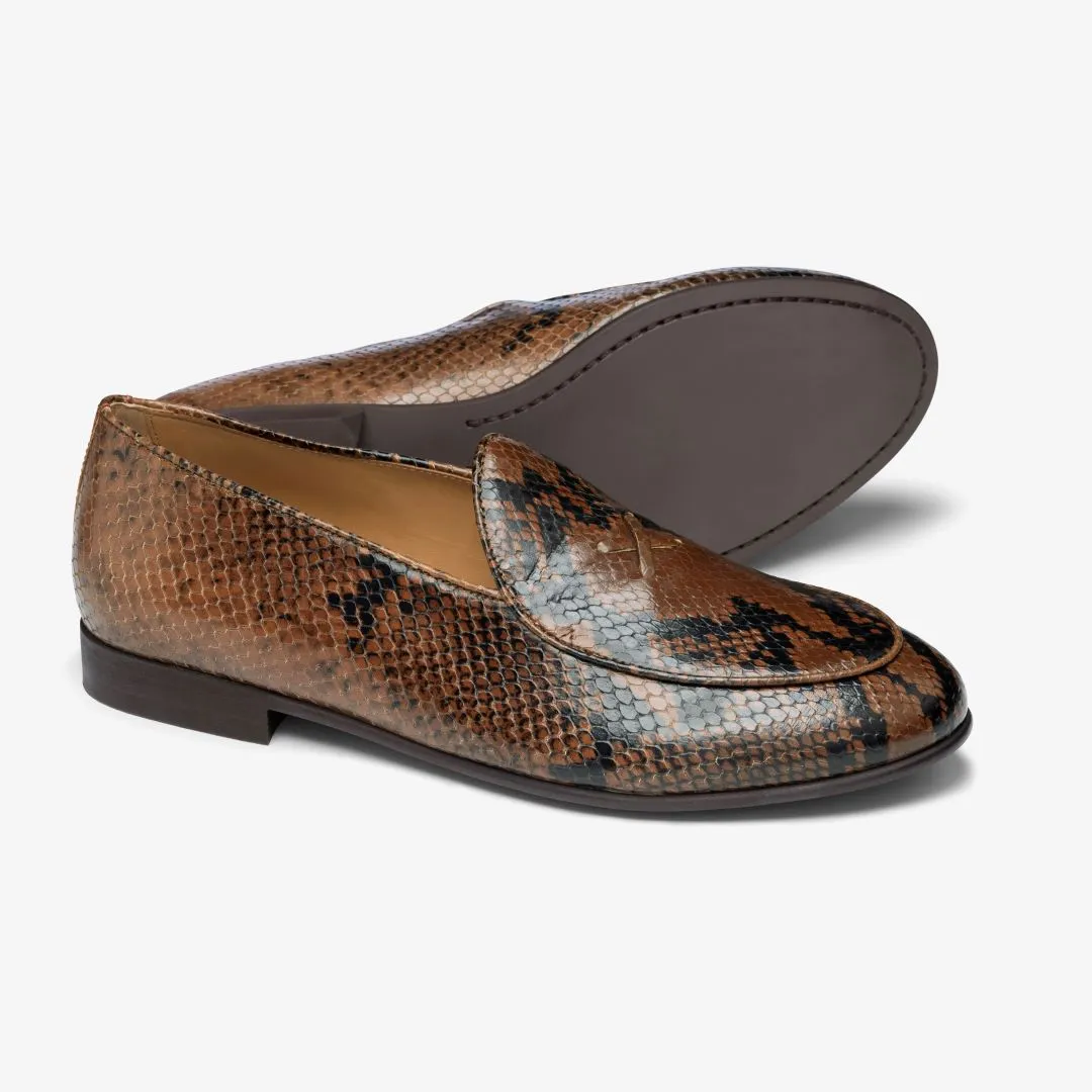 Women's Brown Snakeskin Milano Loafer From Del Toro Shoes
