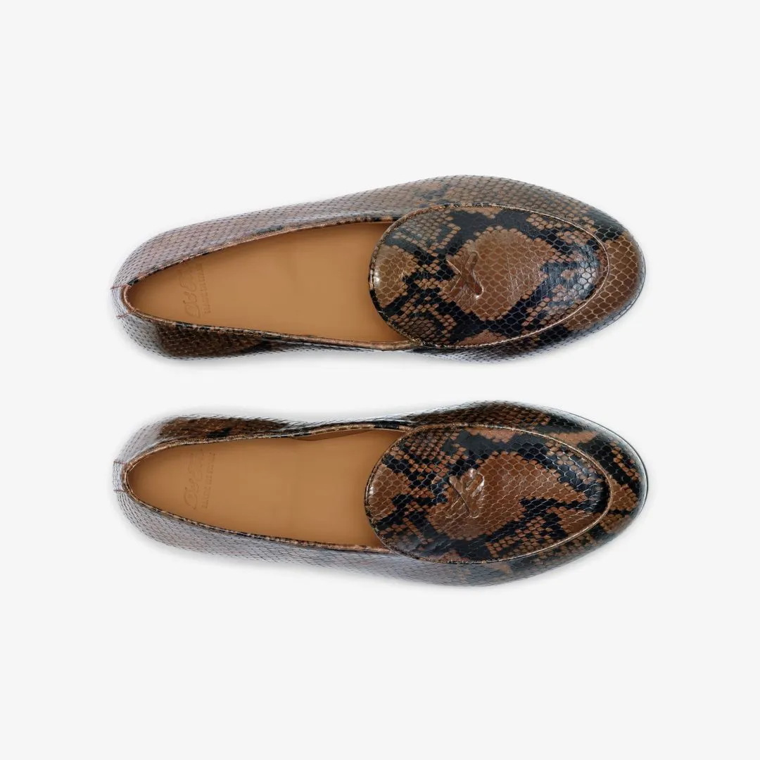 Women's Brown Snakeskin Milano Loafer From Del Toro Shoes