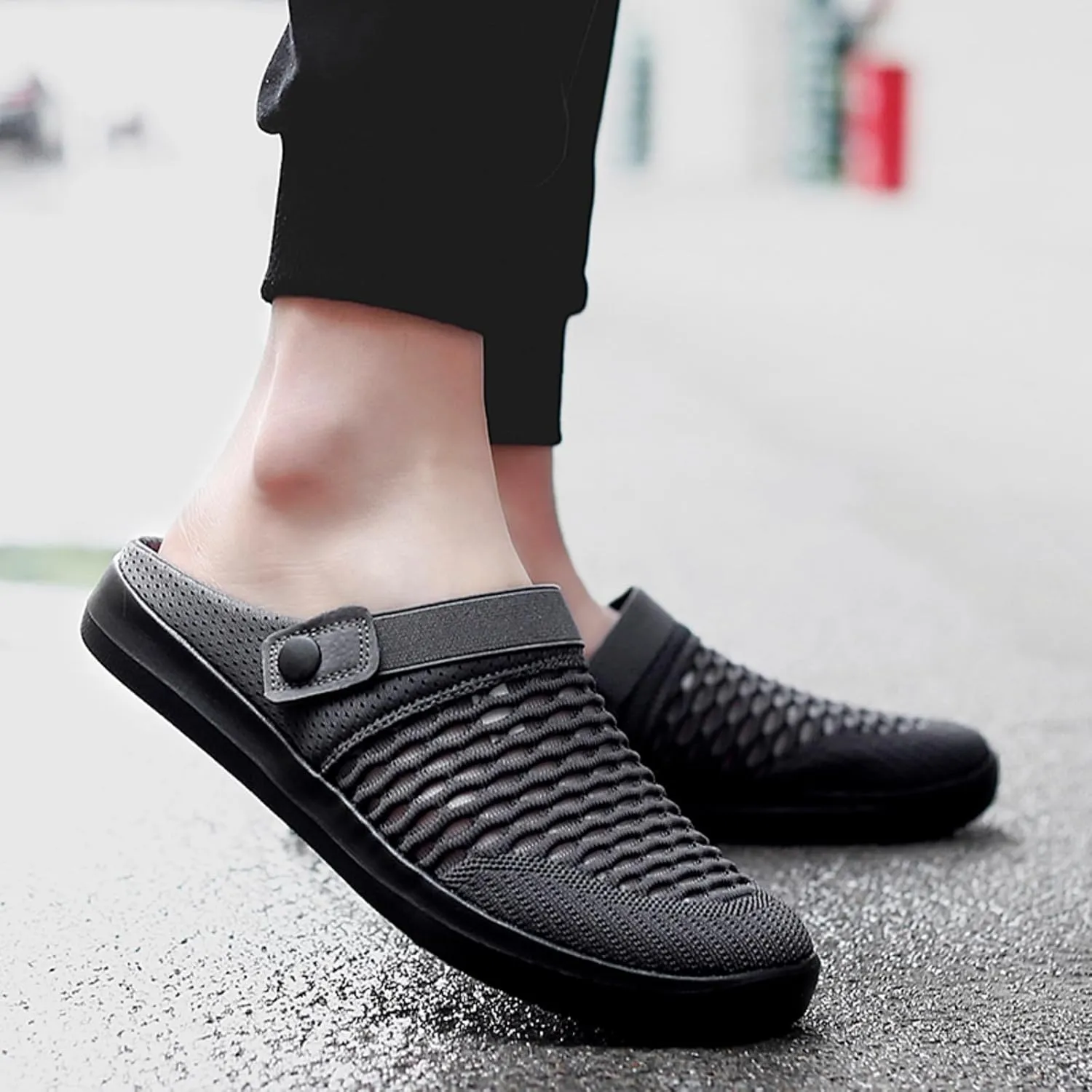 Womens Clogs Mules for Nurse Shoes Slip On Garden Work Close Toe Wide Width Summer Breathable Mesh Slippers Non-Slip Outdoor Beach Sandals Casual Lightweight Going Out Slippers Footwear