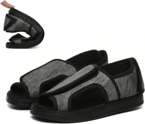 Women’s Extra Wide Open Toed Sandal Shoes，Middle-Aged and Elderly Spring and Summer Widening Adjustable Sandals, Swollen Feet Wide Fat Thumb Valgus Shoes,Grey,43