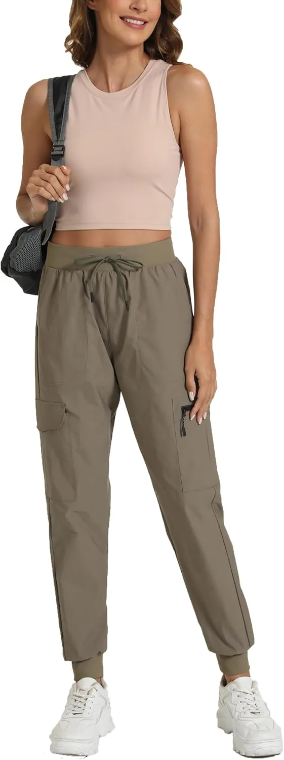 Women's Joggers with Pockets, Hiking Cargo Water Resistant Lightweight Pants for Women Workout Athletic Travel Camping