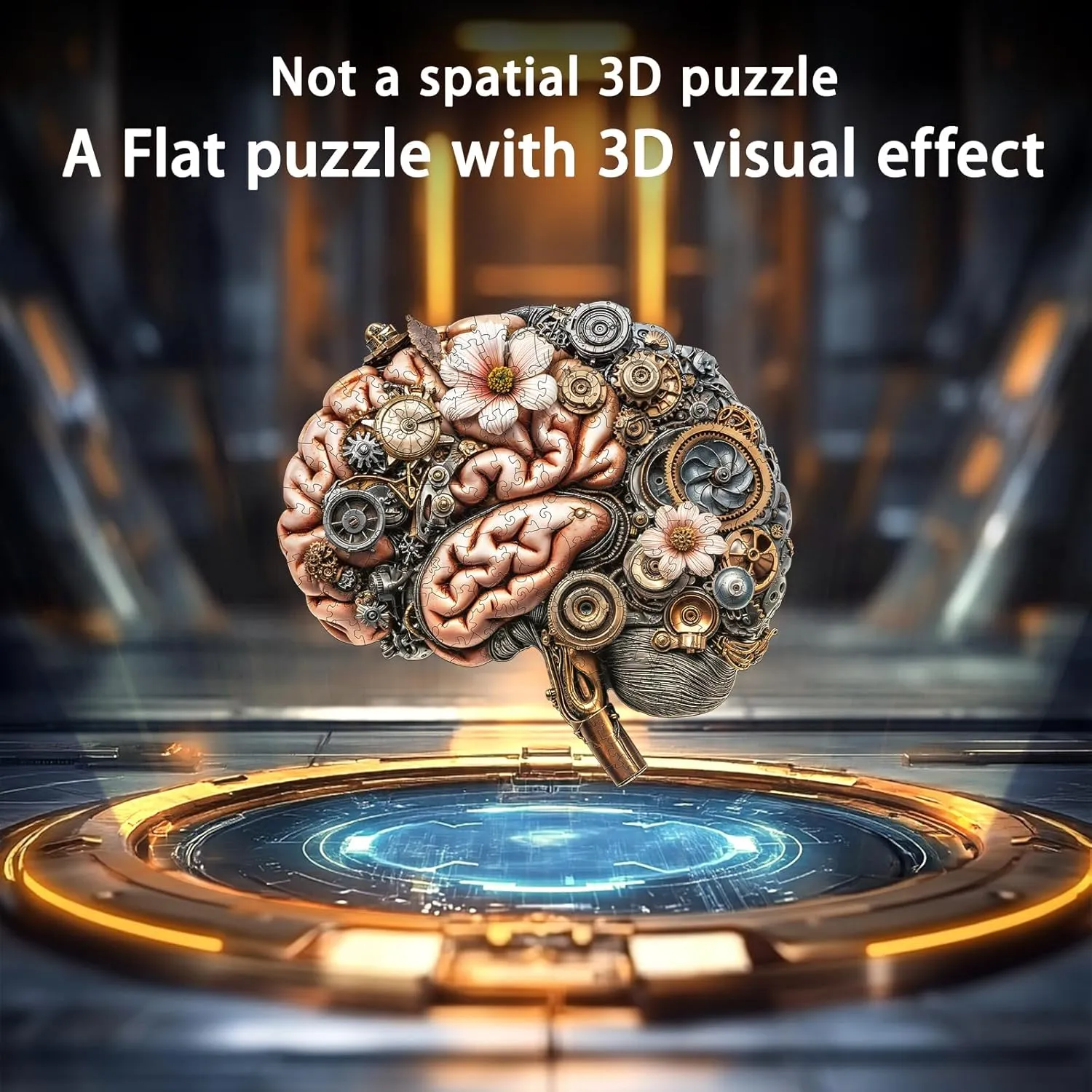 Wooden Puzzles for Adults, Mechanical Brainstem Wooden Jigsaw Puzzles, Flat Puzzle with 3D Visual Effect, Brain Wood Puzzles Adult, Unique Shape Wall Art Canvas Puzzle Gift (L-13.4 * 12.6in-250Pcs)