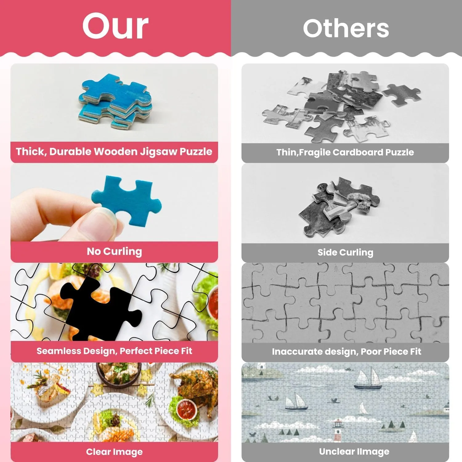 Wooden Puzzles top View Food Assortment Luxury Buffet Flat Lay Jigsaw Puzzles for Adults 500 Pieces Impossible Puzzle Challenging Puzzle Educational Toys Decompression Game