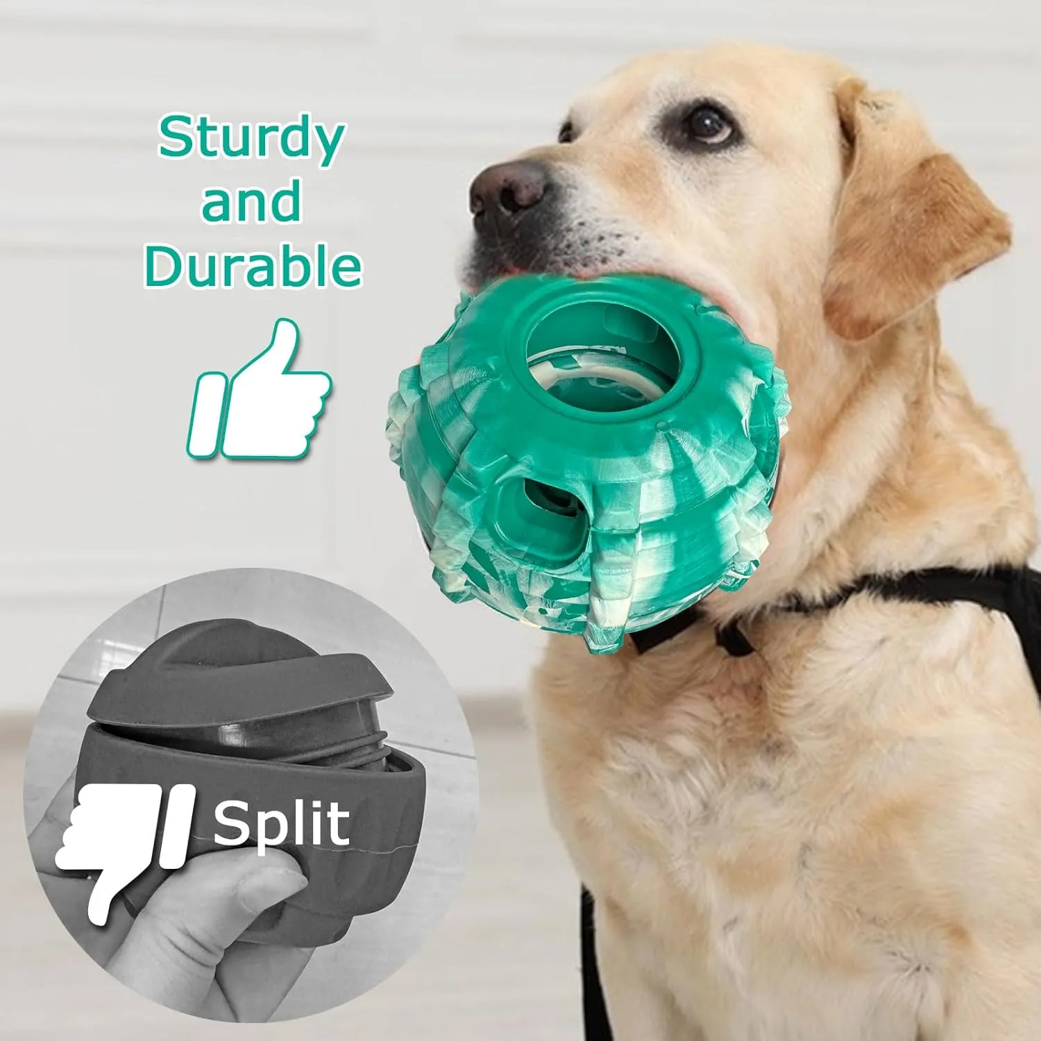 XHX Dog Toy, Durable Small Dog Toys, Interactive Dog Puzzle Play Toy, Stopper (Small, Green and White)